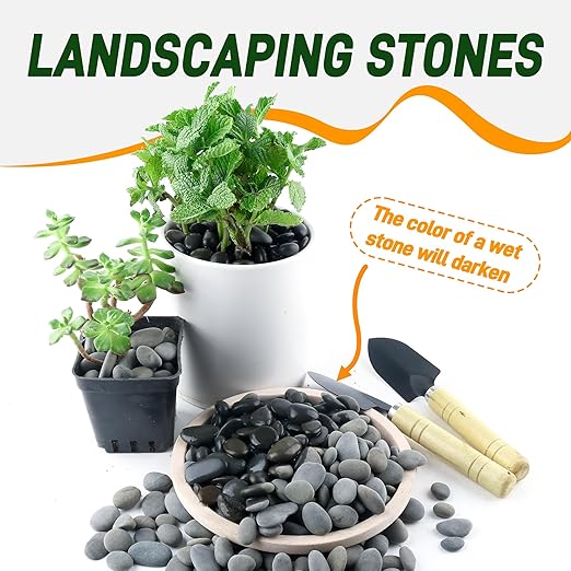 45 LB Mexican Beach Pebbles, 0.4-1 Inch Natural Unpolished Bulk Rocks, Decorative River Rocks for Landscaping Garden Paving Plant, Rocks for Walkways and Outdoor Decorative Stone, Grey