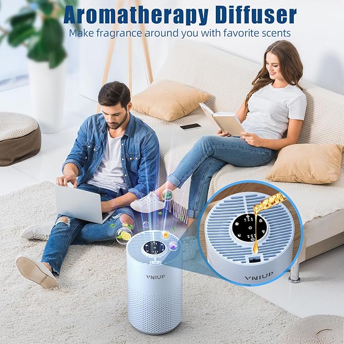𝐍𝐞𝐰𝐞𝐬𝐭 Air Purifiers for Home Bedroom up to 800 ft², VNIUP H14 HEPA Room Air Purifiers for Bedroom with Fragrance Function, with Sleep Mode& Light Mode Air Cleaner for Pet Dander Odor Dust Smoke