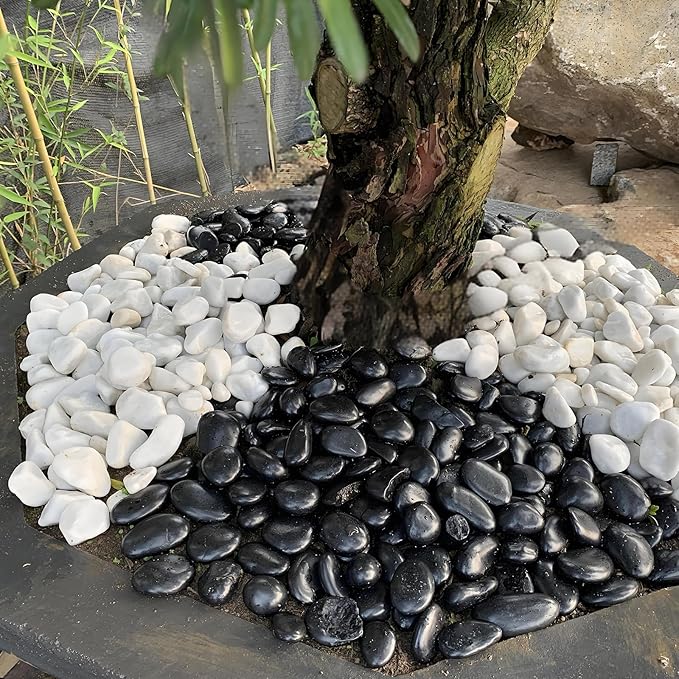 10 lbs Pebbles for Outdoor Landscaping, 1-2 inch Black River Rocks for Plants Indoor, Decorative Black Stones for Planters Vase Aquarium Rocks and Garden Rocks