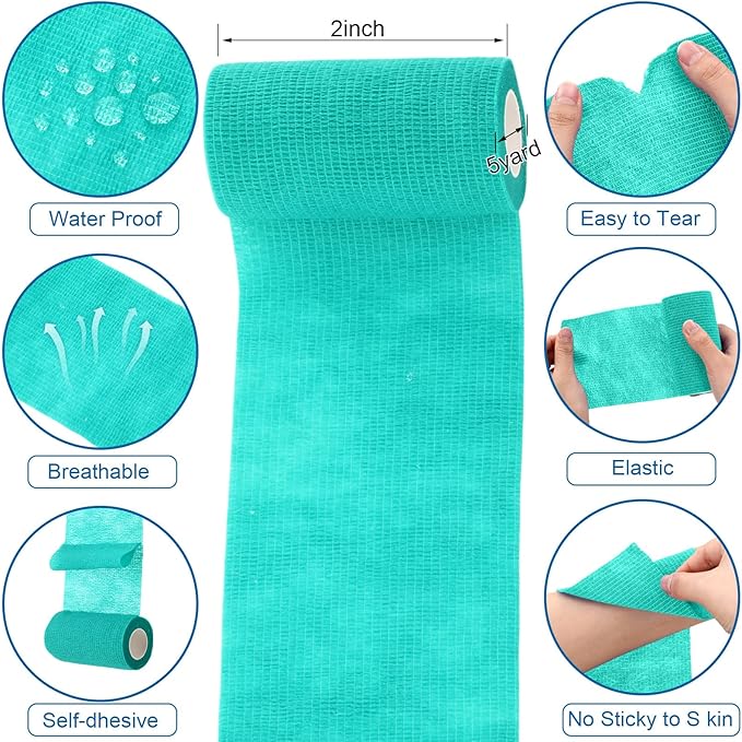 Treela 36 Pcs Self Adherent Bandage 4" X 5 Yard Wrap Breathable Cohesive Bandage Elastic Adhesive Tape for Stretch Athletic Sports Wrist Ankle(Assorted Color)