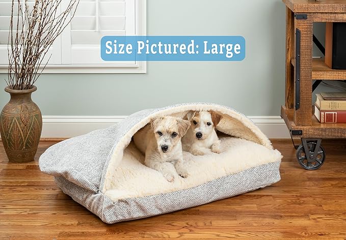 Snoozer Pet Products Luxury Rectangle Cozy Cave Dog Bed with Microsuede, Showdog Collection, Small, Palmer Dove