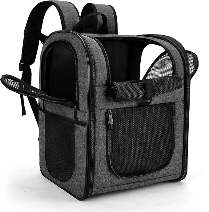 Apollo Walker Pet Carrier Backpack for 4-15lb Cats and Dogs, Puppies, Safety Features and Cushion Back Support | for Travel, Hiking, Outdoor Use (Gray)