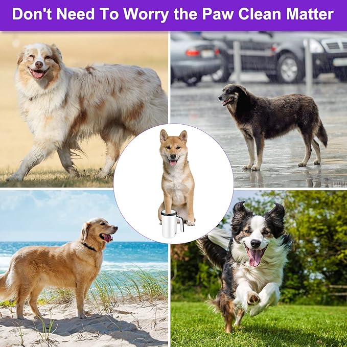 MYPIN Rechargeable Automatic Dog Paw Cleaner, Black - Portable Pet Paw Washer Cup with Soft Silicone Brush, 7.4V High Power, Suitable for Big Dog and Cat Grooming