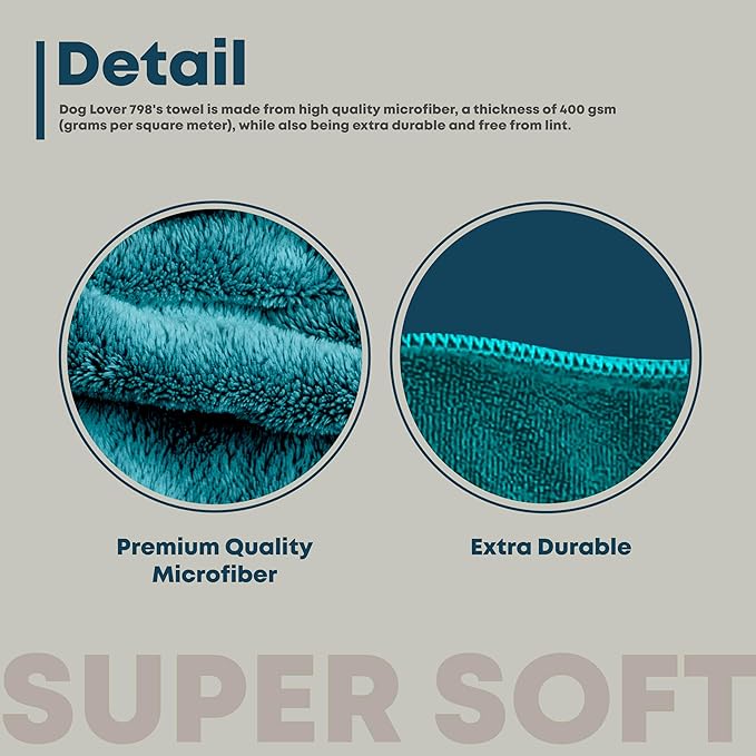 Extra Large Dog Towel Soft Absorbent Bath Pet Towels for Drying Dogs, Elastic Terry Microfiber Soft Towel, Machine Washable, Quick Dry, Multipurpose (L, XL, 2XL) (Green, L)