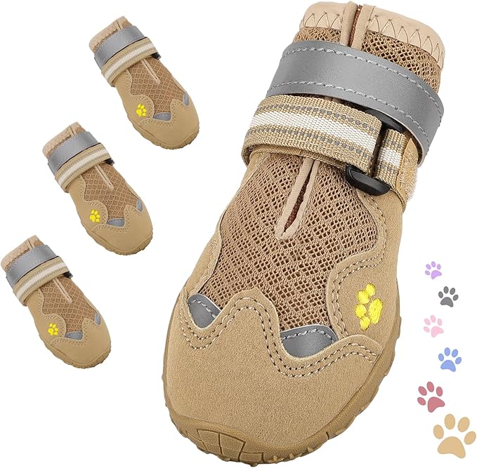 Dog Shoes for Large Medium Small Dog, Mesh Breathable Dog Shoes for Hot Pavement, Anti-Slip Dogs Boots Paw Protectors with Reflective for Outdoor Walking Indoor Hardfloors (Size 3)