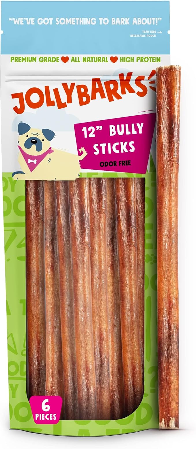 Bully Sticks for Small Dogs | All Natural, Single Ingredient for Puppies to Medium Dogs (12" Stnd Bully Sticks - 6pk)