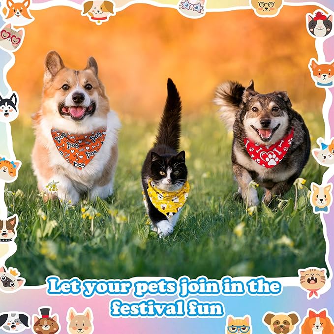 Dog Bandanas Bulk, Adjustable Cat Outfit, Pet Bibs Colorful Triangle Scarf Pet Bandanas for Medium Large Dogs Birthday Costume Decoration (60PCS_Classic)