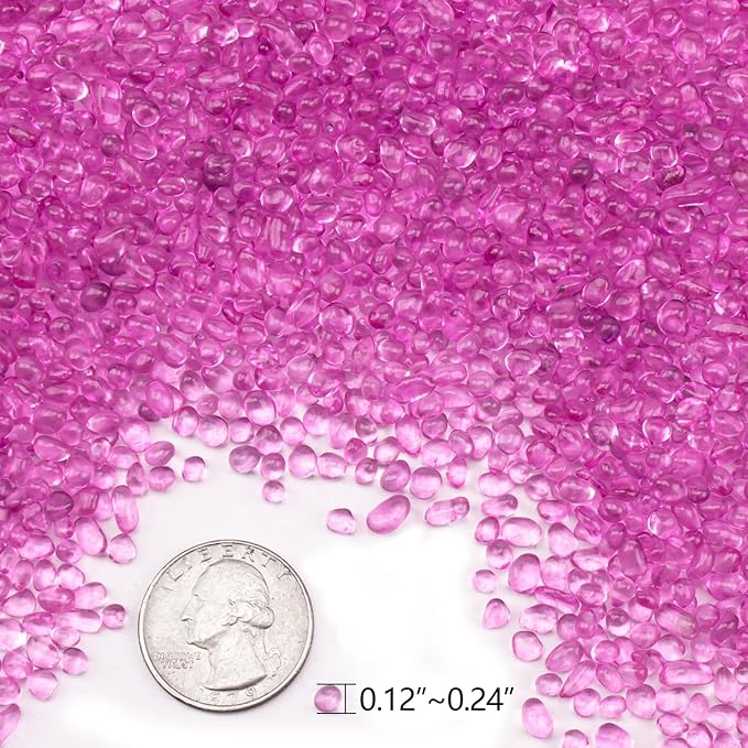 Keedolla 15 Oz Aquarium Fish Tank Pebbles Gravel for Betta Fish, Sea Glass Beads Fish Bowl Rocks Pebbles Glass Stone Polished for Aquarium, Vase Fillers, Christmas Decoration - Pink