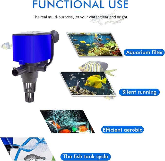Water Pump 320 GPH Submersible Internal Aquarium Powerhead Water Pump Ultra Quiet for Aquarium,Fish Tank-2 Pack -4 Pack