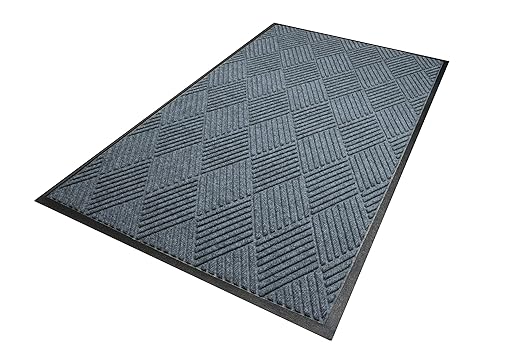 M+A Matting WaterHog Diamond | Commercial-Grade Entrance Mat with Rubber Border – Indoor/Outdoor, Quick Drying, Stain Resistant Door Mat (Bluestone, 3' x 4')