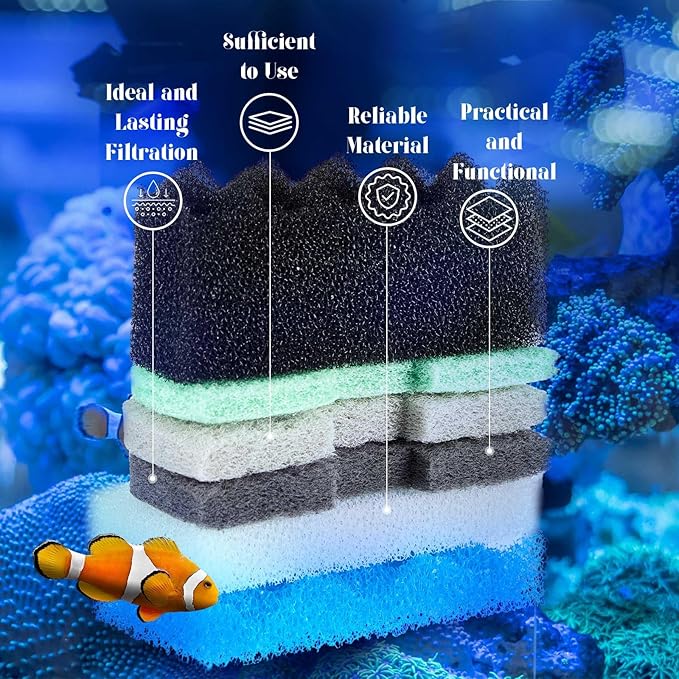 32 Pcs Aquarium Replacement Maintenance Kit Compatible with Fluval 106/107 Filter Media Including Biological Sponge, Ammonia/Phosphate/Nitrite Remover Pad, Aquarium Towel, Grease
