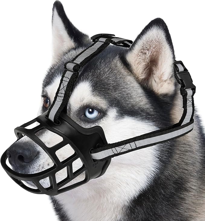 Dog Muzzle for Large Dogs, Breathable Basket Muzzles for Small, Medium and X-Large Aggressive Dog, Allows Panting Drinking, Suitable for Grooming Trimming Training (2, Blacks)