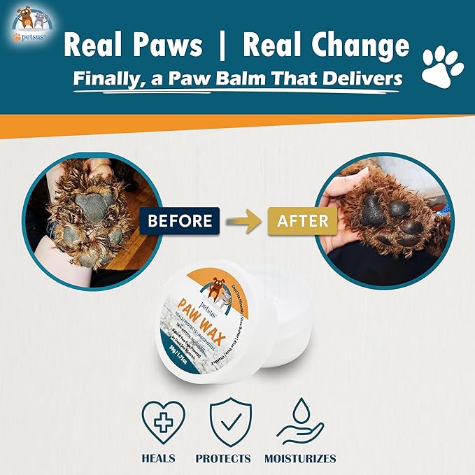 Natural Dog Paw & Nose Balm – Moisturizing Paw Wax with Dead Sea Minerals | Lick-Safe, Organic Balm for Dry, Cracked Paws & Dry Noses | Heat, Ice & Terrain Protection – 1.75 oz