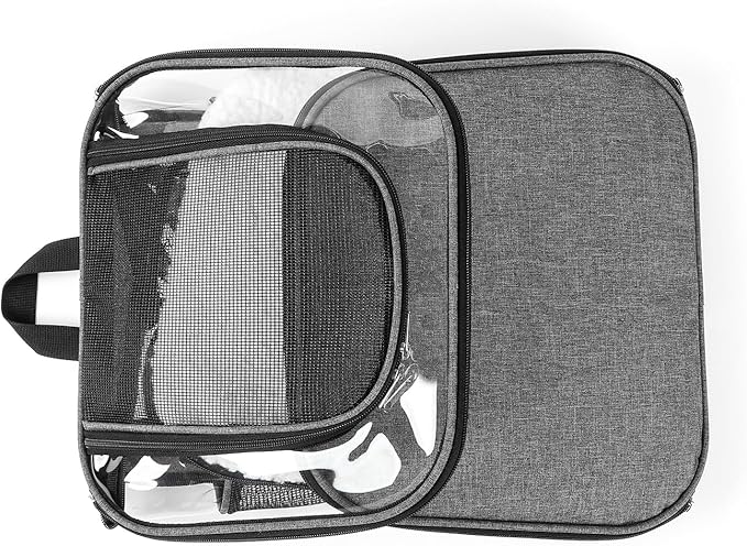 Cat Carriers Dog Carrier Pet for Small Medium Cats Dogs Puppies up to 25 Lbs, TSA Airline Approved Soft Sided, Collapsible Travel Puppy - Black Grey (L: 15.8" LX12.6 WX19.7 H, Pink)