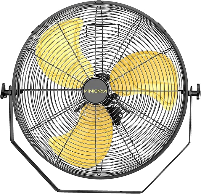 20 Inch Industrial Wall Mount Fan, 5200 CFM Industrial Metal Wall Fans with Poweful Motor, 3 Speed, Heavy Duty Construction Indoor for Warehouse, Workshops, and Garage, UL Listed