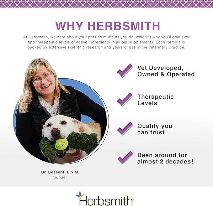 Herbsmith Calm Shen – Herbal Blend for Dogs & Cats – Natural Anxiety Remedy for Dogs & Cats – Feline and Canine Calming Supplement – 75g Powder