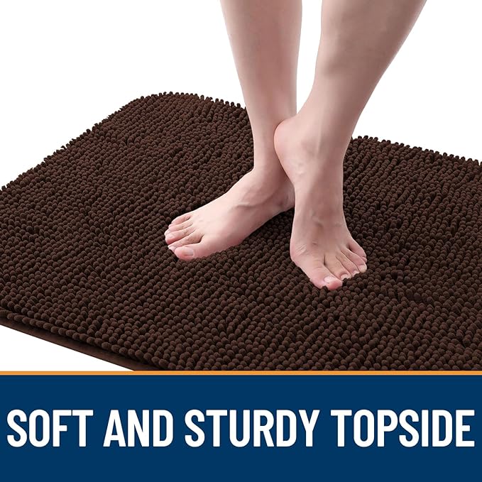 OLANLY Dog Door Mat Set 4-Piece 24x16, Absorbs Moisture and Dirt, Absorbent Non-Slip Washable Doormat, Quick Dry Chenille Mud Mat for Dogs, Entry Indoor Entryway Carpet for Inside Floor, Brown