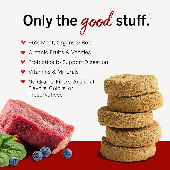 Stella & Chewy's Freeze-Dried Raw Dinner Patties - Remarkable Red Meat Blend - High Protein Grain-Free Puppy & Dog Food - Perfect For Picky Eaters - 14 oz