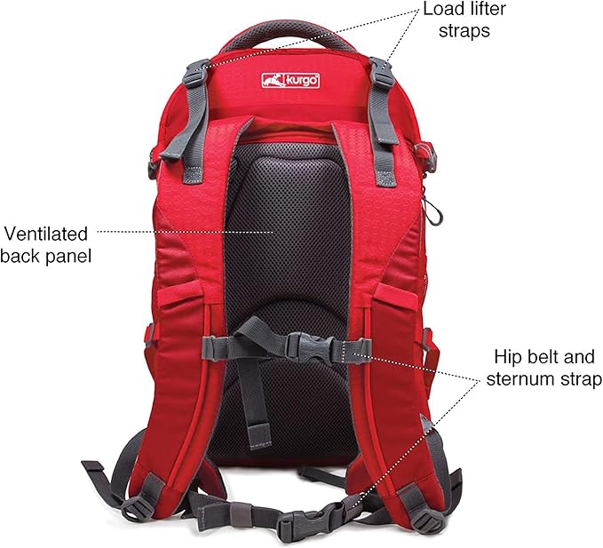Kurgo G-Train - Dog Carrier Backpack for Small Pets - Cat & Dog Backpack for Hiking, Camping or Travel - Waterproof Bottom - Red