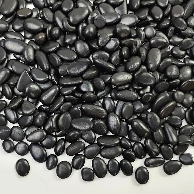 2 lbs Black Pebbles for Indoor Plants, 3/8 inch Decorative Rocks, Black River Rocks for Succulent Potted Plant, Vase, Aquarium, Landscaping and Outdoor Garden Rocks