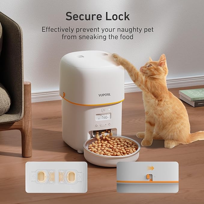 Automatic Cat Feeders - 2L Cat Food Dispenser Easy to Use, Timed Automatic Pet Feeder with Over 180-day Battery Life, 1-6 Meals Dry Food Programmable Portion Control Also for Dogs