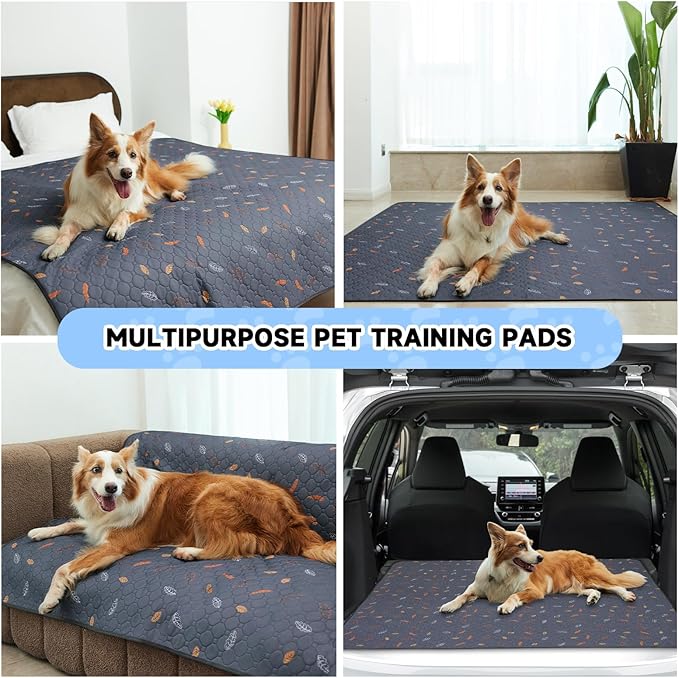 Sunheir Washable Pee Pads for Dogs Extra Large 48" x 60" 2-Pack, Reusable Puppy Pads Pet Training Pads for Dog Playpen Indoor, Waterproof Dog Pee Pads for Puppy Playpen, Whelping Pad - Deep Grey