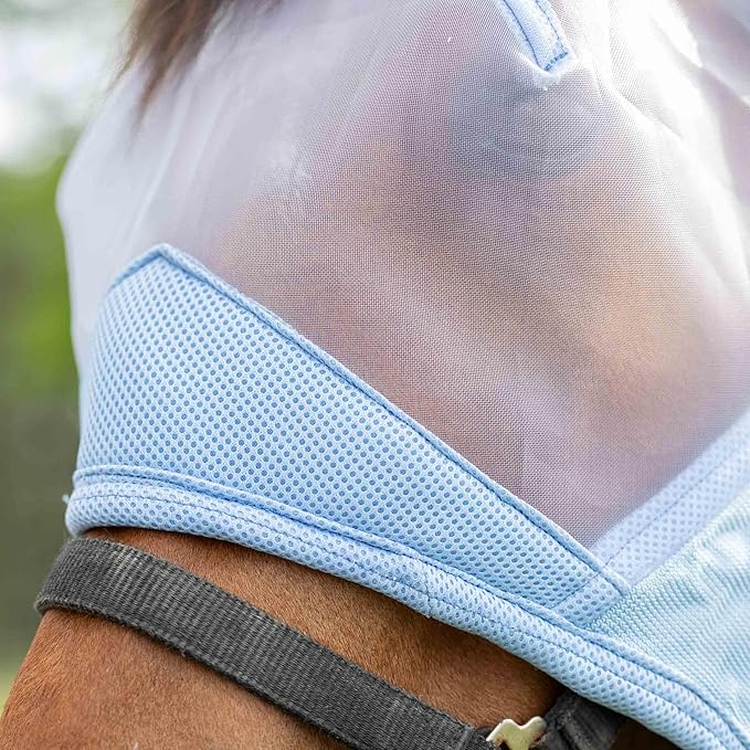 Equinavia Algard Soft Mesh Horse Fly Mask with Ear Protection and 45 UPF Rating | No Eye Irritation & UV Protection - Light Blue - Pony