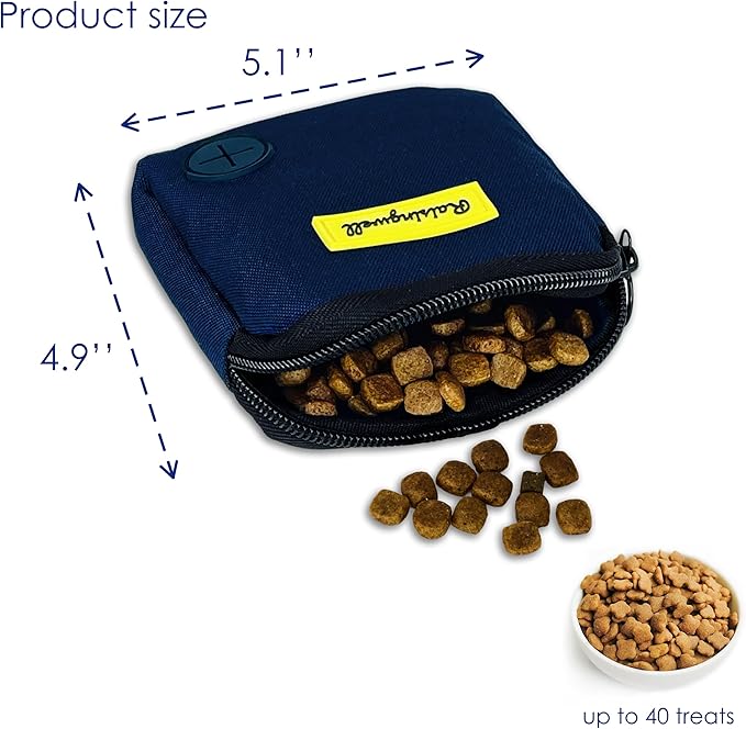 Dog Treat Pouch for Pet Walking and Training with Clicker Poop Bags Small Fanny Zipper Pack Holder for Puppy Snack Dispenser Kit for Leash and Outdoor Use (Blue)