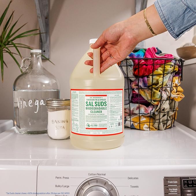 Dr. Bronner's - Sal Suds Biodegradable Cleaner (1 Gallon) - All-Purpose, Pine Cleaner for Floors, Laundry and Dishes, Concentrated, Cuts Grease and Dirt, Powerful Formula