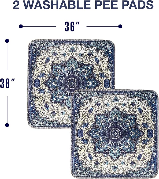 Washable Pee Pads for Dogs - Super Absorbent Reusable Puppy Training Pads - 100% Waterproof, Leak-Proof & Non-Slip Whelping Pads for Pet Housebreaking