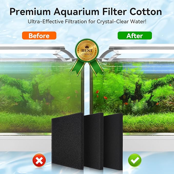 Aquarium Filter Sponge Pad, Filter Media Foam Sponges, Filter Accessories for Fish Tanks and Ponds (18.5"x18.5"x1.6", 20PPI, 2 Pack)