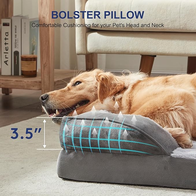 FURTIME Orthopedic Dog Beds Large Sized Dog, XL Washable Dog Sofa Bed for Large Dogs, Comfy Supportive Egg-Crate Foam Pet Couch Bed with Removable Cover, Waterproof Lining and Nonskid Bottom