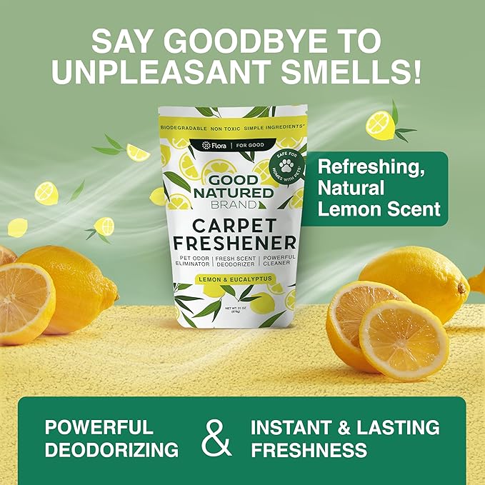 Good Natured Brand | Laundry Bundle | Carpet Freshener Lemon & Eucalyptus 31oz | Pet-Friendly Carpet Deodorizer | Laundry Powder Peppermint 47oz | Hypoallergenic Laundry Powder 94 Loads