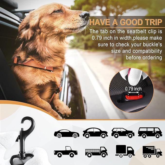 LivTee Dog Seat Belt for Car, Retractable Pet Safety Harness, Adjustable Nylon Dog Seatbelt Leash, Comfortable Dog Accessories for Vehicles (Pink-2PCS)