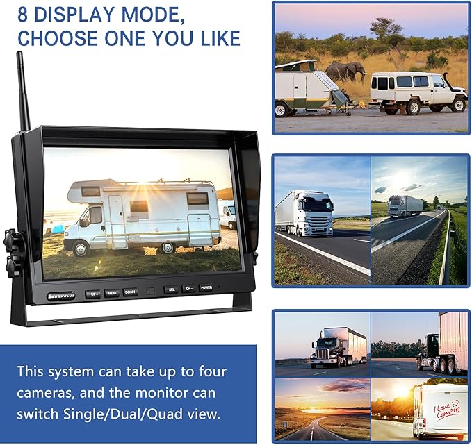 1080P Wireless Backup Camera System for RV Trailer Truck Camper,10 Inch DVR Monitor w/Recording IR Night Vision Digital Wireless Rear View Camera Adapter for Furrion Pre-Wired RVs,BW101SL