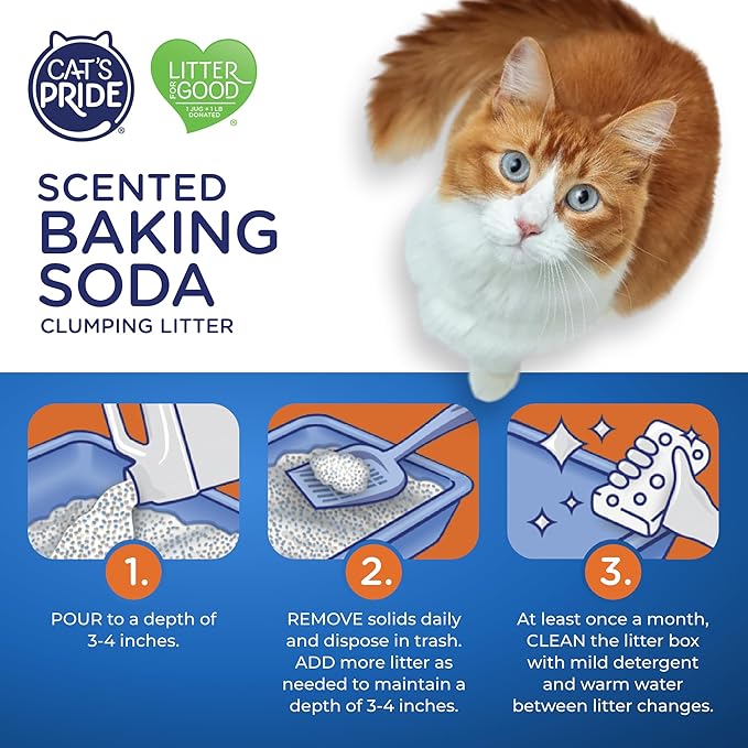 Cat's Pride Lightweight Clumping Litter: Baking Soda - Powerful Odor Control - Scented, 10 Pounds