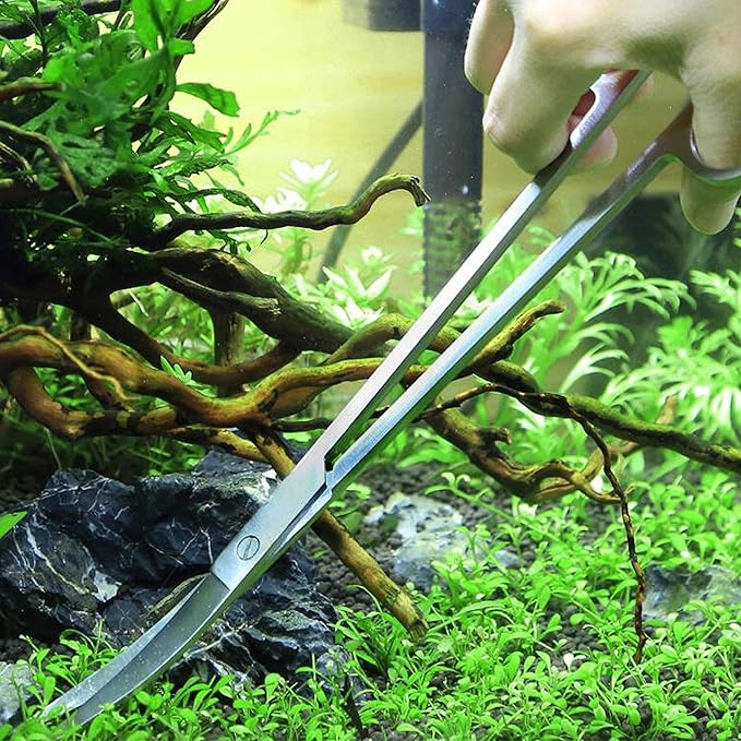 3 in 1 Aquarium Aquascape Tools Kit Long Stainless Steel Aquarium Tank Aquatic Plant Tweezers Scissors Tools