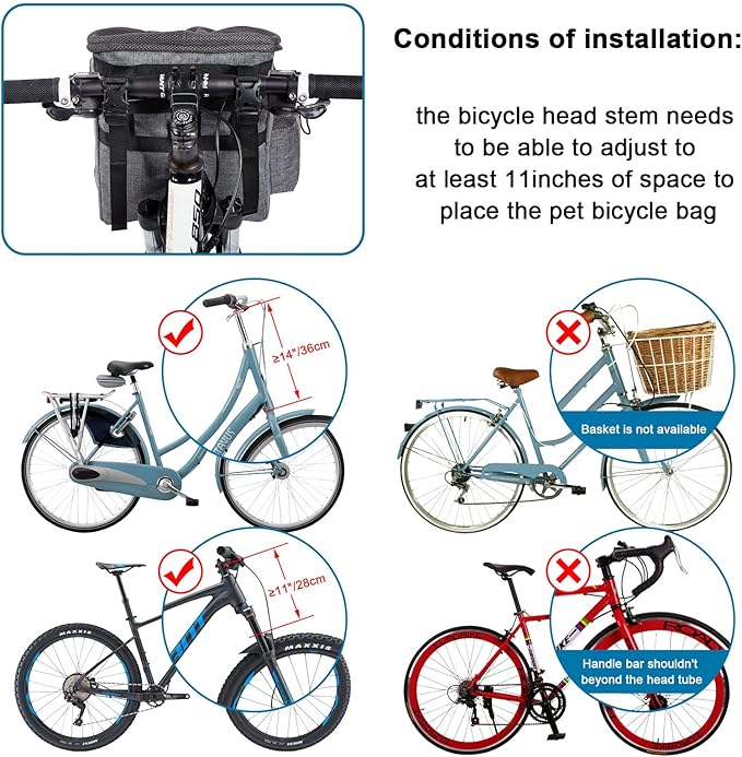 Ownpets Dog Bike Basket Foldable Pet Carrier, Dog Car Booster Seat with Mesh Windows, Adjustable Shoulder Bag Portable Breathable Bicycle Basket Bag for Dogs and Cats