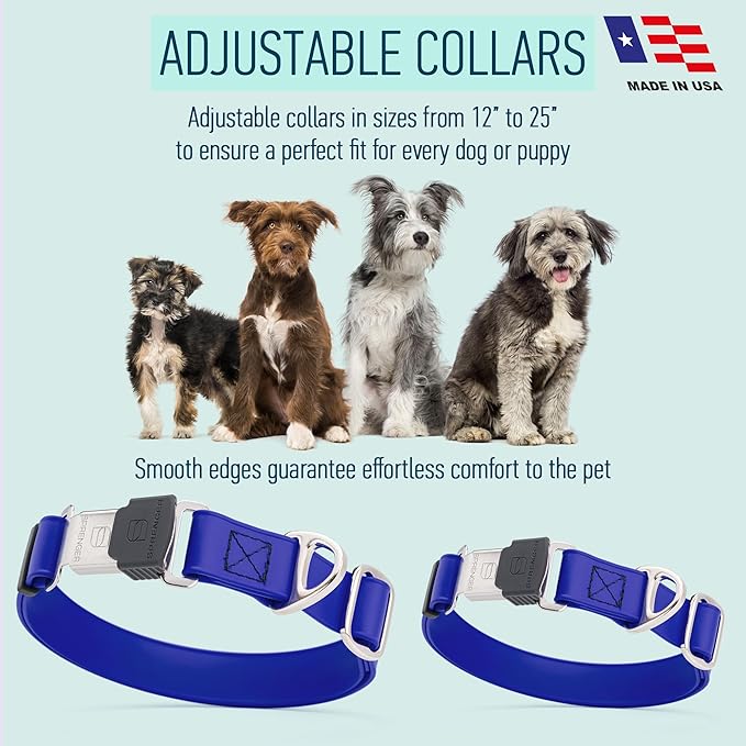 Dogline Biothane Waterproof Dog Collar with Herm Sprenger Black Stainless Steel Quick Release Buckle – Heavy Duty Tactical Durable Collar for Dogs – Comfortable and Safe Pet Collar, W 1" L 15-25"