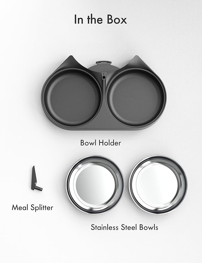 PETLIBRO Pet Food Splitter with Stainless Steel Bowls, Automatic Cat Feeder Bowls for Two Cats or Dogs, Suitable for PETLIBRO Automatic Cat Feeder PLAF005, PLAF006, PLAF103, PLAF203