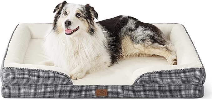 Bedsure XL Orthopedic Dog Bed for Extra Large Dogs - Waterproof XLarge Dog Cat Bed, Comfort Dogs Couch Sofa with Washable Removable Cover, Pet Bed with Nonskid Bottom, Argyle Black-Checks, 42"
