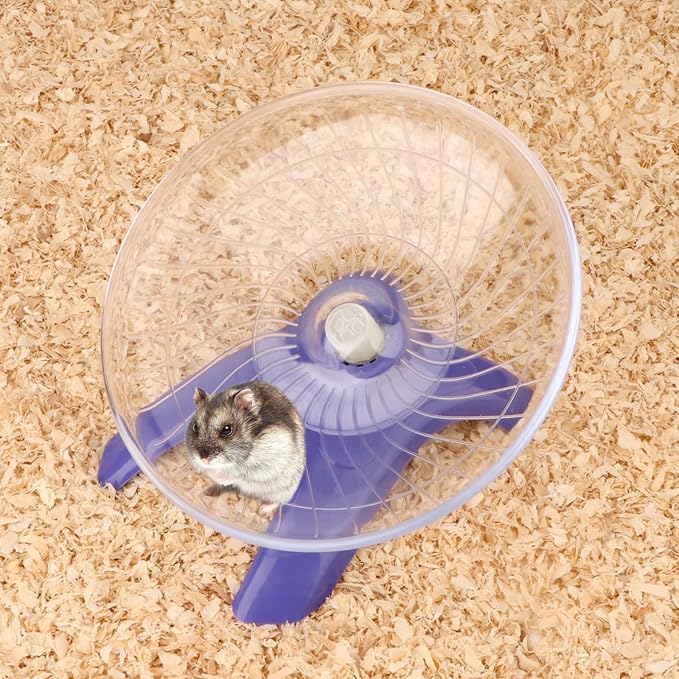 Hamster Wheel Silent Hamster Exercise Wheel Running Spinner Hamster Flying Saucer for Hamsters Gerbils Mice and Other Small Pets (Purple)