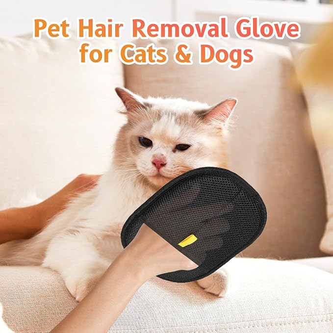 2pcs - Pet Hair Removel Glove for Cats & Dogs, Electrostatic Pet Hair Removal Gloves for Couch, Cat Grooming Gloves, Reusable Cat and Dog Hair Removel for Sofas, Furniture, Carpets and Curtains