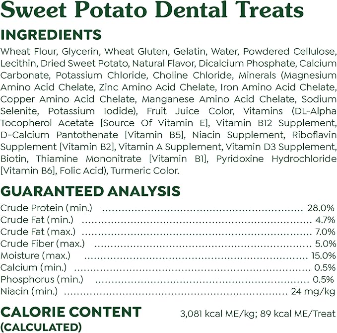 Greenies Regular Dental Dog Treats, Sweet Potato Flavor, 36 oz. Pack (36 Treats)