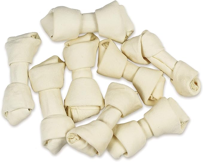hotspot pets 4-5 Inch Rawhide Dog Chew Bones - Choice of 10, 20, 30 Packs - from Grass Fed Brazilian Cows - Promotes Dental Hygiene and Good Behavior (20 Pack)
