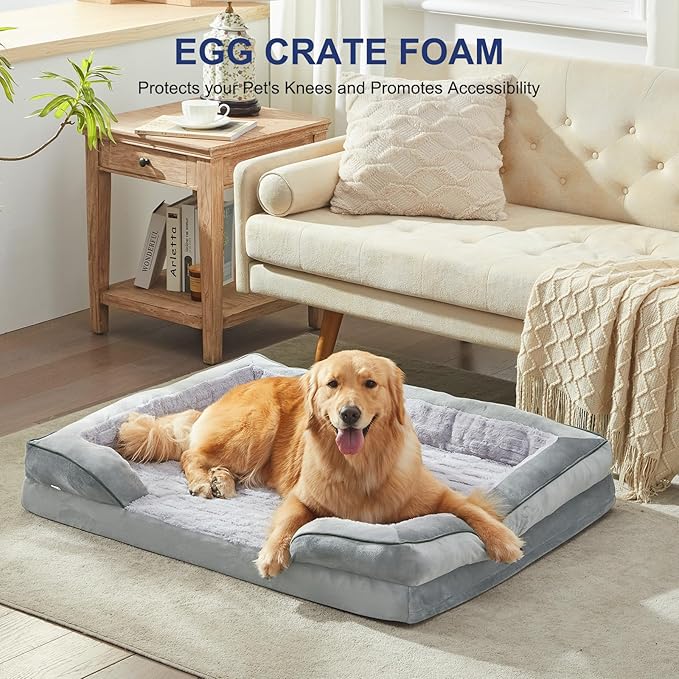 FURTIME Orthopedic Dog Bed for Small Dogs - Waterproof Dog Sofa Beds Small, Supportive Foam Pet Couch Bed with Removable Washable Cover, Waterproof Lining and Nonskid Bottom, Light Grey
