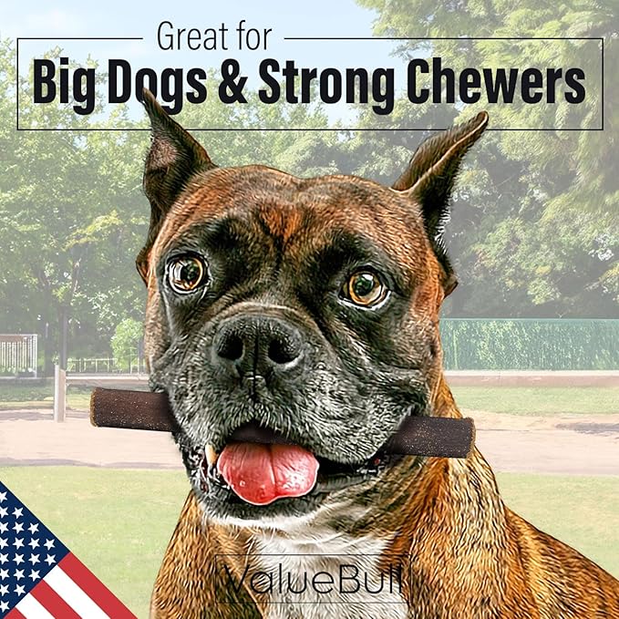 ValueBull USA Collagen Sticks for Dogs, 6 Inch Thick Chews, Natural Long-Lasting Dog Treats, 25 Count - Promotes Joint, Skin & Coat Health with Glucosamine and Chondroitin