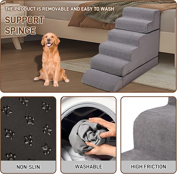 24-30inches High Dog Stairs & Steps for High Beds Tall, LitaiL 29inch 6 Steps Pet Stairs/Steps for High Beds Large Dogs, Non-Slip Dog Ramps for Small Dogs, for Older Cats