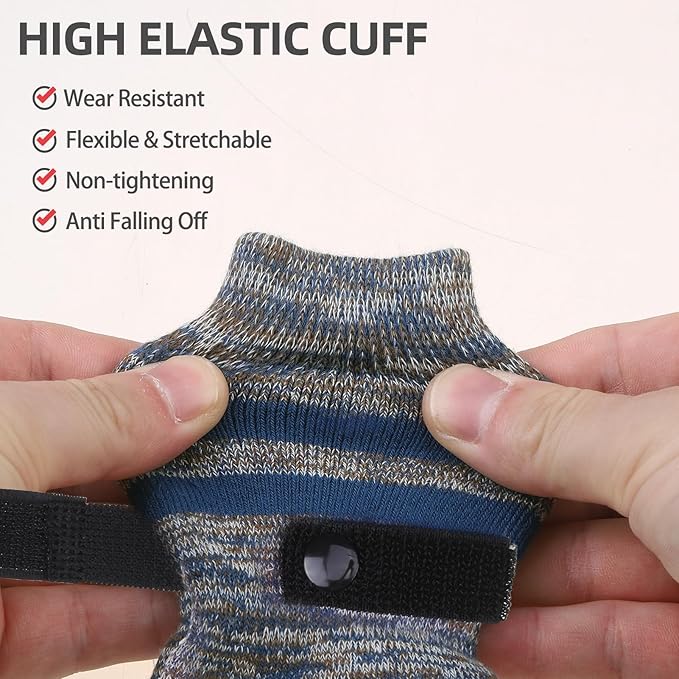 PUPTECK Non-Slip Dog Socks to Prevent Licking Paws, Double Sides Dog Boots & Paw Protectors Booties on Hardwood Floors Hot Pavement with Grippers, for Small Medium Large Senior Dogs, Navy Blue L
