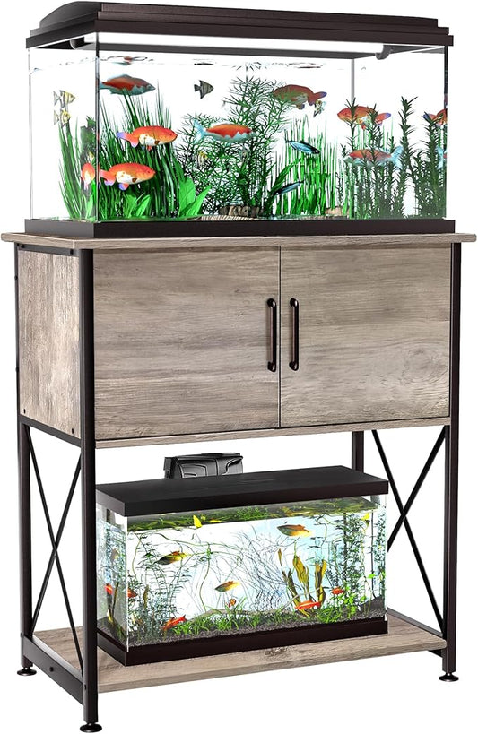 20-29 Gallon Aquarium Stand Metal Frame Fish Tank Stand with Cabinet Storage, for 20 Gallon Long Aquarium,30.7" L*16.5" W Tabletop,330LBS Capacity Grey PG01YGZ